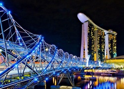 Most, Hotel, Marina, Bay, Stands, Fragment, Singapuru, Nocą