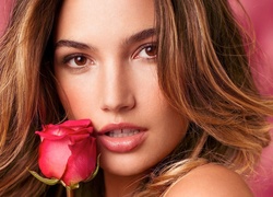 Kobieta, Roza, Makijaz, Lily Aldridge