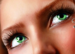 Kobieta, Spojrzenie, Zielone, Oczy, Zbliżenie