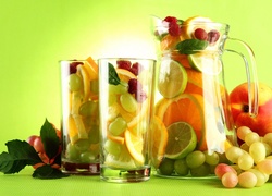 Winogrona, Jabłko, Pomarańcze, Limonki, Owocowy Deser