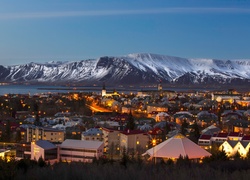 Islandia, Reykjavik, Miasto, Góry, Rzeka
