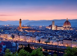 Włochy, Florencja, Miasto, Noc