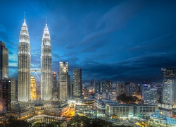 Malezja, Kuala Lumpur, Miasto, Noc, Petronas Towers