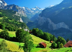 Góry, Domy, Wengen, Szwajcaria