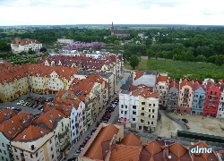 Polska, Głogów, Panorama, Miasta, Budynki, Most