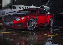 Czerwony, Bentley, Continental, Samolot, Hangar