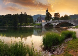 Jezioro, Bohinj, Most, Słowenia