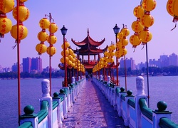 Tajwan, Kaohsiung, Miasto, Most, Lampiony