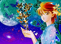 Skip Beat!, anime, dziewczyna, animacja, motyle