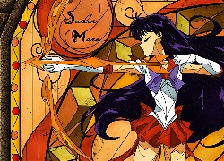 Sailor Mars, Czarodziejka z Marsa, Rei Hino, anime, łuk, witraż