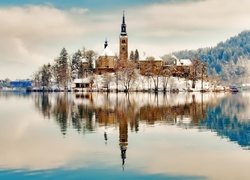 Kościół, Jezioro, Zima