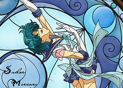 Sailor Mercury, Czarodzieja z Merkurego, Ami Mizuno, witraż