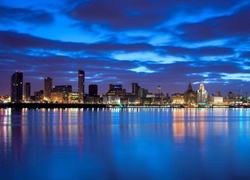 Drapacze chmur, Rzeka, Oświetlenie, Liverpool