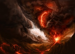 Wulkan,lawa,ogień,pioruny