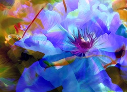 Abstrakcja, Niebieskie kwiaty, Art