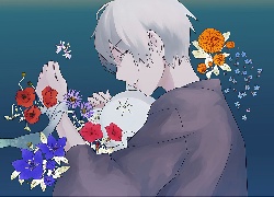 Hotarubi no mori e, anime, kwiaty, chłopak