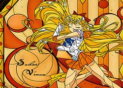 Sailor Venus, Czarodziejka z Wenus, anime, dziewczyna, witraż