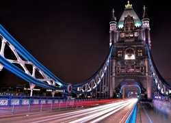 Anglia, Londyn, Most, Tower Bridge, Noc