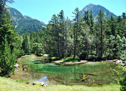 Góry, Las, Jezioro, Park, Narodowy, Aiguestortes