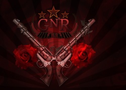 Guns And Roses, logo, pistolety, róże