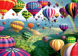 Kolorowe, Balony, Tęcza, Art