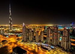 Dubaj, Nocna, Panorama, Miasto