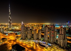 Zjednoczone Emiraty Arabskie, Dubaj, Noc, Panorama, Miasto