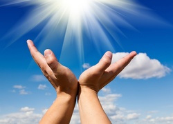 Ręce, Energia, Niebo, Promienie słońca