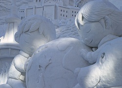 Rzeźba Śnieżna, Dzieci, Pies, Kula, Ziemska, Festiwal Śniegu