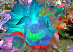 Niebieski, Kwiat, Abstrakcja, Art