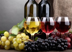 Winogrona, Wino, Kieliszki, 3 kolory