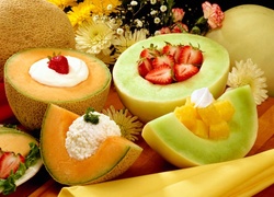 Melon, Truskawki, Ananas, Kwiatki