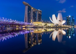 Singapur, Most, Noc, Marina Bay Sands