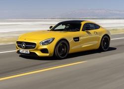Żółty, Mercedes, AMG, GT, Morze