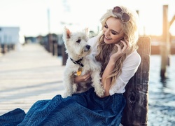 Kobieta, Okulary, West Highland White Terrier