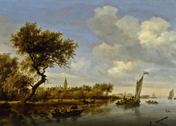 Salomon, van Ruysdael, Na Rzece, Obraz