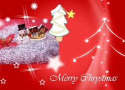 Choinka, Bałwan, Gwiazdki, Merry Christmas, Boże Narodzenie