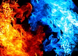 Ogień, Płomienie, Czerwony, Niebieski