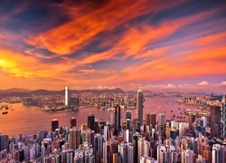 Drapacze Chmur, Panorama, Miasta, Z lotu ptaka, Hong Kong