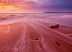 Morze, Plaża, Lato, Zachód słońca