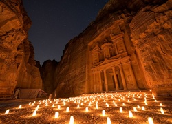 Petra, Świątynia, Noc, Światło, Jordania