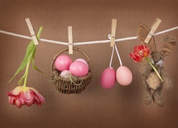 Wielkanoc, Linka, Klamerki, Kolorowe Jajka