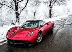 Czerwony, Samochód,  Pagani, Huayra