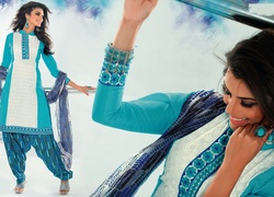 Kobieta, Strój, Salwar, Kameez, Makijaż, Biżuteria