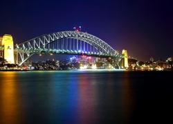 Sydney, Australia, Harbour Bridge, Miasto nocą