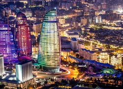 Miasto nocą, Azerbejdżan, Baku