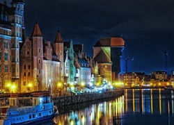 Miasto nocą, Gdańsk, Polska