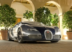 Auto, Bugatti Veyron, Oświetlony, Budynek