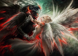 Kobieta, Anioł, Mężczyzna, Demon