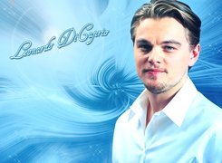 Leonardo DiCaprio,niebieskie oczy, biała koszula